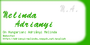 melinda adrianyi business card